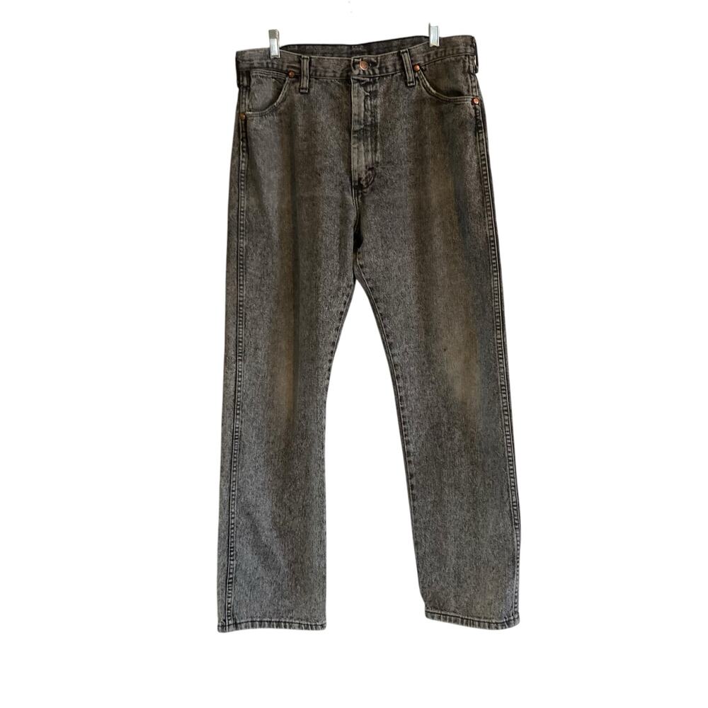 Vintage 90s Wrangler Black Stone Washed Cotton Denim Western Jeans Size 36x32